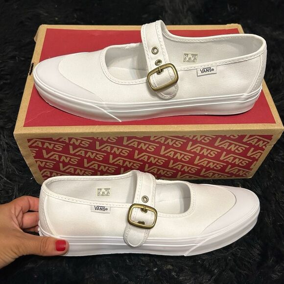 VANS Mary Jane white gold buckle shoes sneakers women’s 8.5 new - Picture 7 of 7